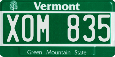 VT license plate XOM835