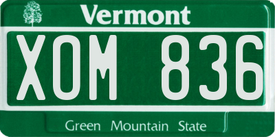 VT license plate XOM836