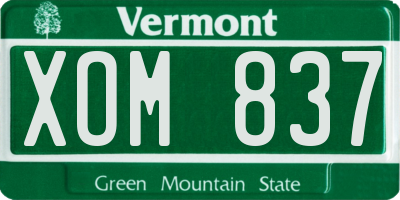 VT license plate XOM837