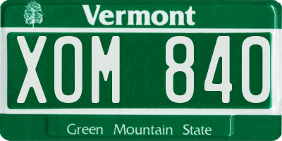 VT license plate XOM840