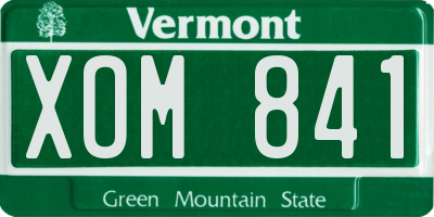 VT license plate XOM841