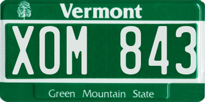 VT license plate XOM843
