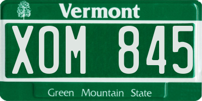 VT license plate XOM845