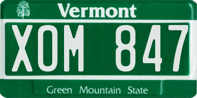 VT license plate XOM847