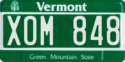 VT license plate XOM848
