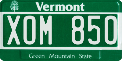 VT license plate XOM850