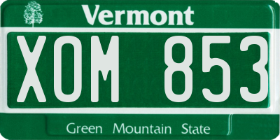 VT license plate XOM853