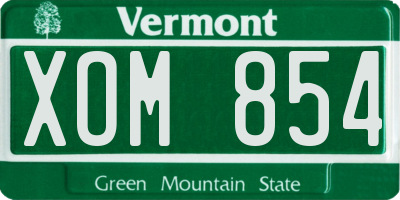 VT license plate XOM854