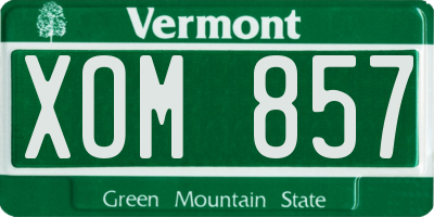 VT license plate XOM857