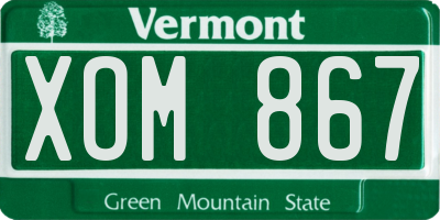 VT license plate XOM867
