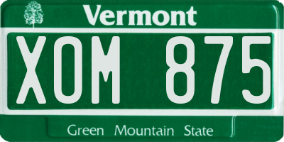 VT license plate XOM875