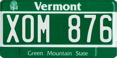 VT license plate XOM876