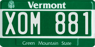 VT license plate XOM881
