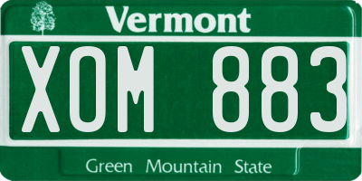 VT license plate XOM883
