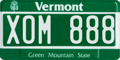 VT license plate XOM888