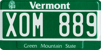 VT license plate XOM889
