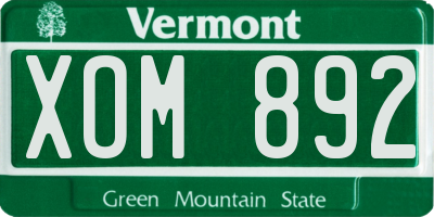 VT license plate XOM892
