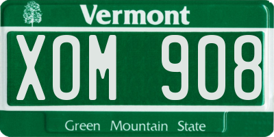 VT license plate XOM908