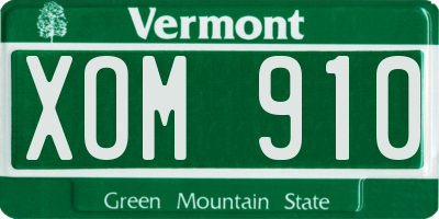 VT license plate XOM910