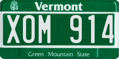 VT license plate XOM914