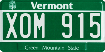 VT license plate XOM915