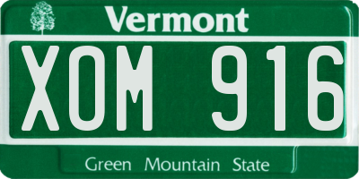 VT license plate XOM916