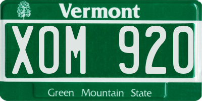 VT license plate XOM920
