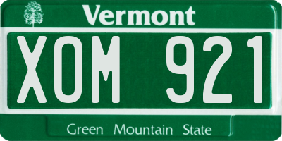 VT license plate XOM921