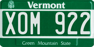 VT license plate XOM922