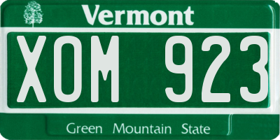 VT license plate XOM923