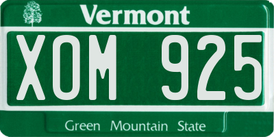 VT license plate XOM925