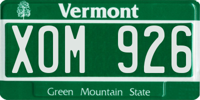 VT license plate XOM926