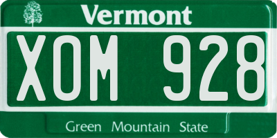 VT license plate XOM928