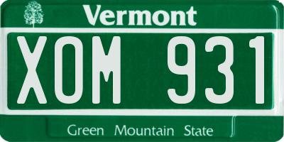 VT license plate XOM931