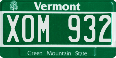VT license plate XOM932
