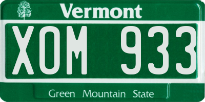 VT license plate XOM933