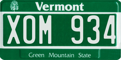 VT license plate XOM934