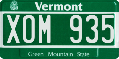 VT license plate XOM935