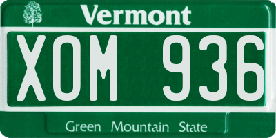 VT license plate XOM936