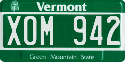 VT license plate XOM942
