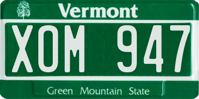 VT license plate XOM947