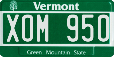 VT license plate XOM950