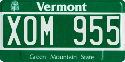VT license plate XOM955