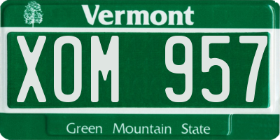 VT license plate XOM957