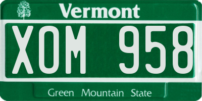 VT license plate XOM958