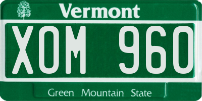 VT license plate XOM960