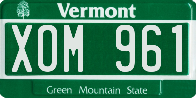 VT license plate XOM961