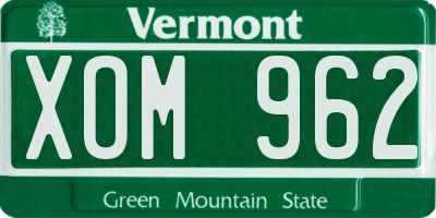 VT license plate XOM962