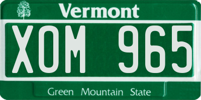 VT license plate XOM965