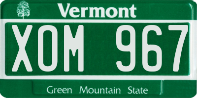 VT license plate XOM967